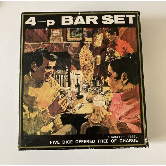 Unbranded Other - Vintage 4-p Four Piece Stainless Steel Bar Set